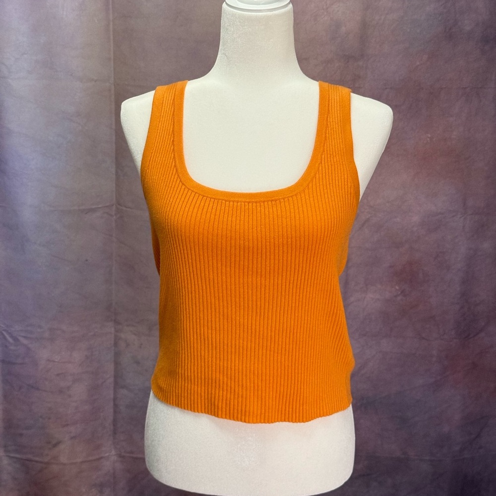 Orange Ribbed Tank Top